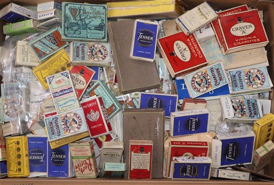 A collection of cigarette cards and boxes